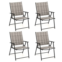 Set of 4 Patio Folding Chairs with Armrests and Portable Lawn Chairs for Garden Backyard
