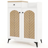 2-Door Shoe Rack Organizer with Drawer and 6 Removable Shelves