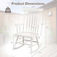 Rocking Chair with Solid Wooden Frame for Garden and Patio
