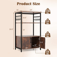 3-Tier Kitchen Baker's Rack with Cabinet and 2 Open Shelves