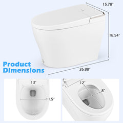 Elongated Smart Bidet Toilet Heated Seat Sensor Auto