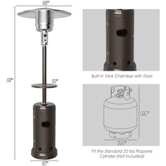 48,000 BTU Standing Outdoor Heater Propane LP Gas Steel with Table and Wheels