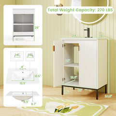 24 Inch Bathroom Vanity with Sink Combo and Adjustable Shelf