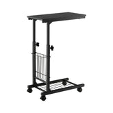 Adjustable C-shape Sofa Side Table with Storage Basket