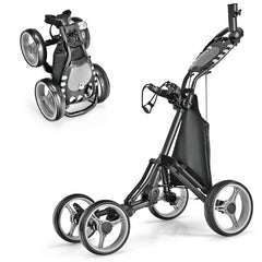 4 Wheel Golf Push Pull Cart with Foot Brake