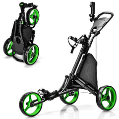 3 Wheels Folding Golf Push Cart with Storage Bag and Scoreboard