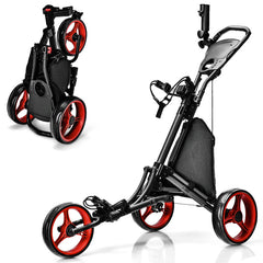 3 Wheels Folding Golf Push Cart with Storage Bag and Scoreboard