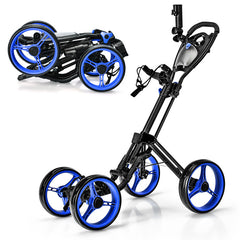 4 Wheel Golf Push Cart with Brake Scoreboard Adjustable Handle