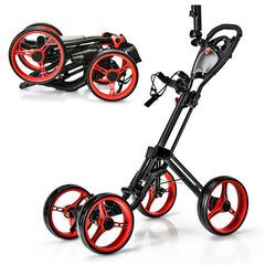 4 Wheel Golf Push Cart with Brake Scoreboard Adjustable Handle