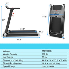 Folding Compact Treadmill with APP Control Speaker and 12 Preset Programs