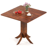 Square Dining Table with Pedestal Base and Rubber Wood Frame