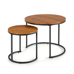 Set of 2 Modern Round Stacking Nesting Coffee Tables