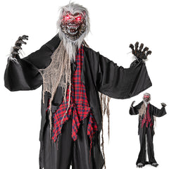 8.2 FT Standing Animatronic Werewolf with Howling Sounds, Red Flashing Eyes and Poseable Arms