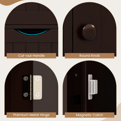 Free-Standing Wooden Cabinet with 4 Drawers and Door Cabinet