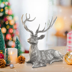 Standing Reindeer Statue Aluminum Deer Sculpture for Indoors Christmas Decor