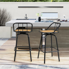 360° Swivel Bar Stool Set of 2 with Footrest and Backrest