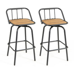 360° Swivel Bar Stool Set of 2 with Footrest and Backrest