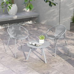 All Weather PP Patio Conversation Set with Round Coffee table and 2 Chairs