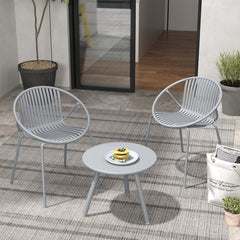 All Weather PP Patio Conversation Set with Round Coffee table and 2 Chairs