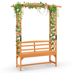 6.5 FT Tall Patio Garden Arbor with Pergola and 2-Seat Bench for Garden Backyard Decoration