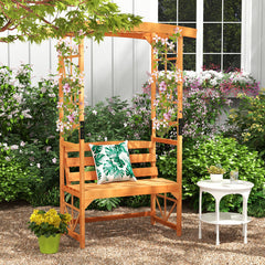 6.2 FT Tall Patio Garden Arbor with Pergola and 2-Seat Bench for Garden Lawn Backyard Decoration