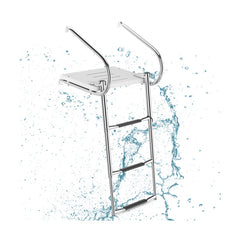 3-Step Telescoping Boat Ladder with Fiberglass Platform and Handrails