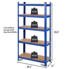 Adjust 30 x60 Inch 5 Level Garage Tool Shelf Storage