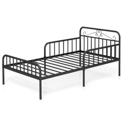 Twin Size Bed Frame with Headboard and Safety Side Guardrails