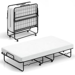 Twin Size Folding Bed with Memory Foam Mattress and Heavy-duty Metal Frame
