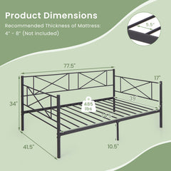 Twin Size Platform Bed with Heavy-duty Metal Slat Support