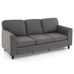 Upholstered Teddy Velvet 3-Seat Sofa with Comfy Back Pillows