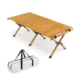 Portable Bamboo Picnic Table with Carry Bag for Camping and BBQ