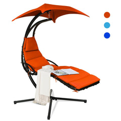 Hanging Chaise Lounger with Stand and Pillow for Outdoor