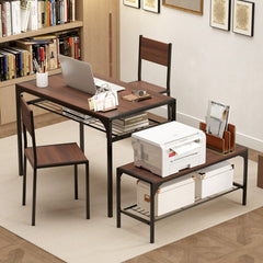 Industrial Style Rectangular Kitchen Table with Bench and Chairs