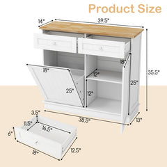 Kitchen Tilt Out Trash Cabinet with 2 Drawers and Adjustable Shelf