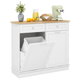 Kitchen Tilt Out Trash Cabinet with 2 Drawers and Adjustable Shelf