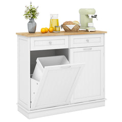 Kitchen Tilt Out Trash Cabinet with 2 Drawers and Adjustable Shelf