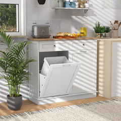 Kitchen Tilt Out Trash Cabinet with 2 Drawers and Adjustable Shelf