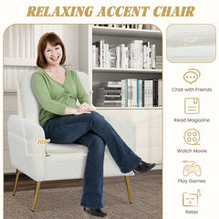 Upholstered Sherpa Modern Accent Armchair for Living Room