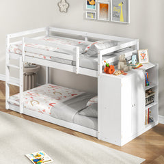 Twin Size Bunk Bed with Convertible Bookcase and Ladder
