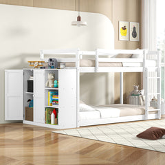 Twin Size Bunk Bed with Convertible Bookcase and Ladder