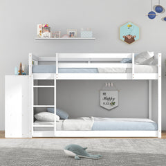 Twin Size Bunk Bed with Convertible Bookcase and Ladder