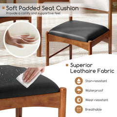 Wooden Dining Chair Set of 2 with Rubber Wood Frame and Faux Sherpa Backrest