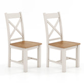 Wooden Dining Chairs Set of 2 with High Back and Rubber Wood Frame