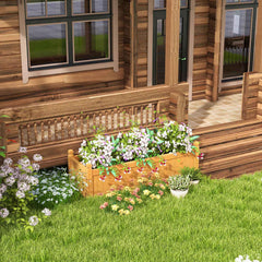 Wooden Rectangular Garden Bed with Drainage System