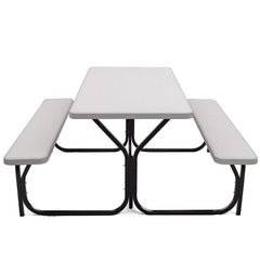 HDPE Outdoor Picnic Table Bench Set with Metal Base
