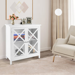 Buffet Cabinet with Tempered Glass Doors & Adjustable Shelves for Kitchen