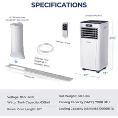 10000 BTU 4-in-1 Portable Air Conditioner with Dehumidifier and Fan Mode