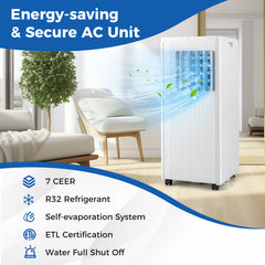 10000 BTU Portable Air Conditioner Cools up to 350 Sq wth 24H Timer