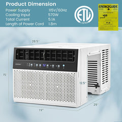 10000/12000 BTU(Ashrae) Window Air Conditioner with Handy Remote